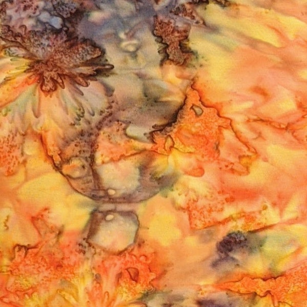 Hoffman California - 1384-66 Autumn - Bali Hand Dyed Mottle - Smoothie Watercolor Blender Batik Fabric - Fall Multi Harvest Orange Brown Tan