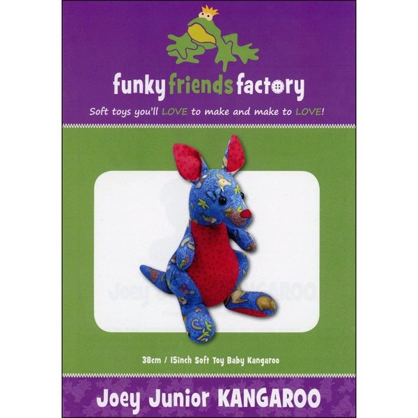 JOEY JUNIOR KANGAROO - Stuffed Animal Toy Sewing Pattern - Pauline McArthur - Funky Friends Factory - Cute Adorable