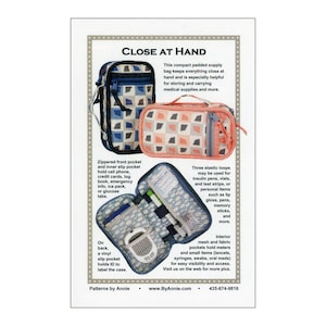 CLOSE AT HAND Sewing Pattern - byannie.com - Diabetic Blood Glucose Meter Testing Supplies Kit Bag Phone Emergency Tabs Test Strips Syringes