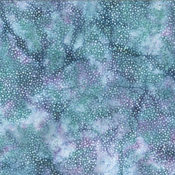 Hoffman California - 885-402 Sea Glass - Bali Dots - Watercolor Blender Batik Dot Fabric - Deep Teal Green Blue Gray Purple Cold Turquoise