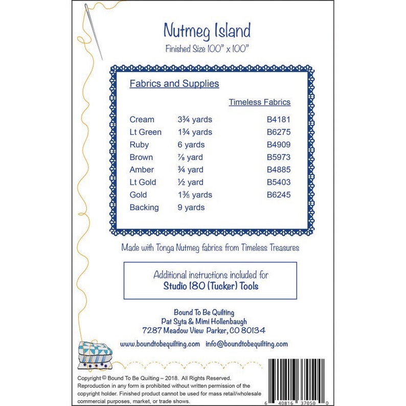 NUTMEG ISLAND Quilt Pattern by Bound to Be Quilting BTBQ130 Etsy