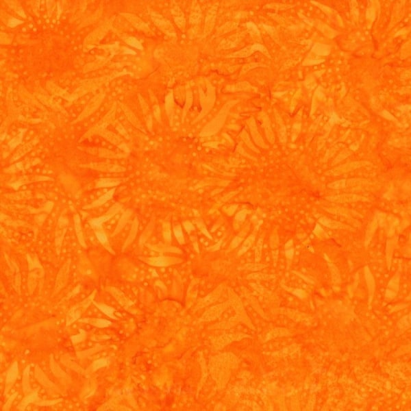 Hoffman California - 884-13 Orange - Bali Sunflower - Watercolor Blender Batik Dot Fabric - Summer Warm Sunrise Sunset Floral Flower Tonal