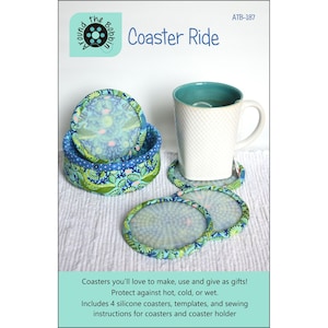 COASTER RIDE Pattern & 4 Silicone Coaster Set - Around The Bobbin - ATB187 Designer Rubber Food Grade High Heat Gift Cold Wet Templates