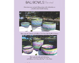 BALI BOWLS Revisited Sewing Pattern - Auntie's Two AT101 - Basic Catnap Bushel Baskets Large Medium Small Holders Hoffman Table Round Strips