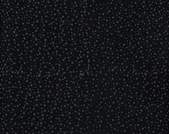 Hoffman California - 885-494 Raven - Bali Dots - Watercolor Blender Batik Dot Fabric - Black Dark Gray Deep Grey Flat Tonal Midnight Night