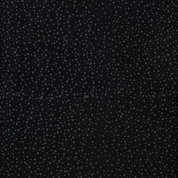 Hoffman California - 885-494 Raven - Bali Dots - Tela batik con lunares y efecto acuarela - Negro, gris oscuro, gris profundo, tonal plano, medianoche