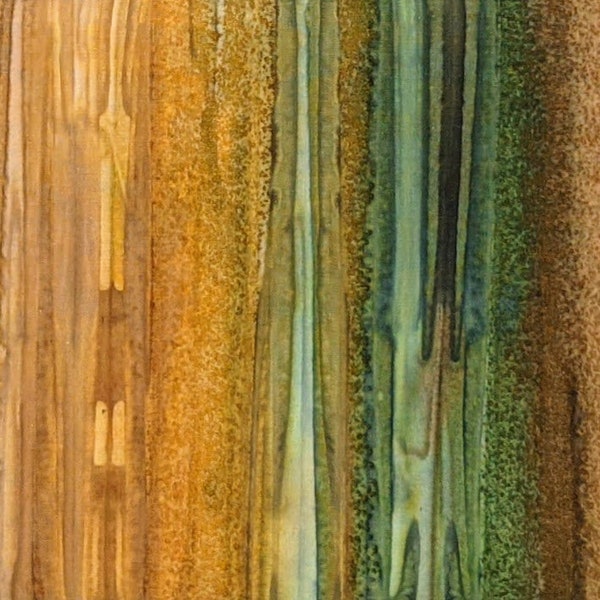 Batik Textiles - 0246 Ombre - Hunter Green Golden Brown Stripe Blender Fabric - Dark Forest Earth Tone Russet Caramel Emerald Stripes