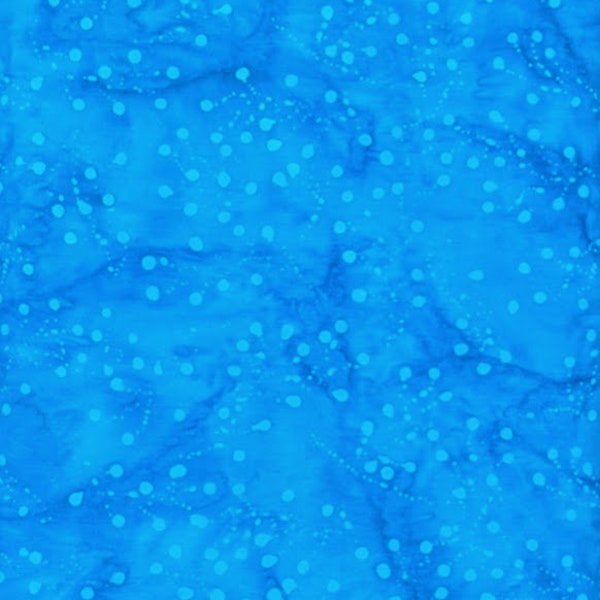 Batik Textiles - 0205 - Turquoise Blue Fairy Dots - Jewels of the Islands Fabric Blender -Small Tiny Spot Dark Dark Rich Firefly Dark Bright