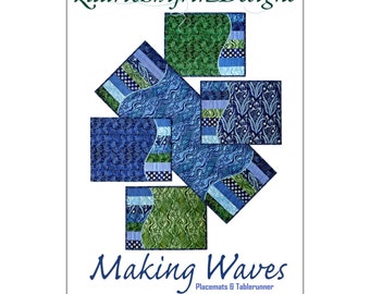 MAKING WAVES Placemats & Table Runner Pattern - Laurie Shifrin Designs - LSD014 - Fat Quarter Friendly Scrappy Stash Fun Fast Easy Gift
