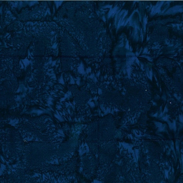 Hoffman California - 1895-682 Deep Blue - Dark Midnight Blue - Watercolor Blender Bali Batik Fabric - Black Night Royal Blue Rich Saturated