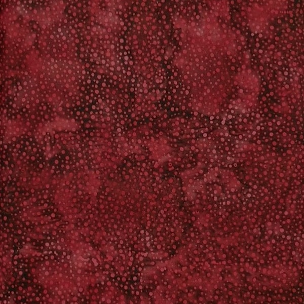 Hoffman California - 885-568 Red Velvet - Bali Dots - Watercolor Blender Batik Dot Fabric - Rich Dark Garnet Scarlet Barn Burgundy Maroon
