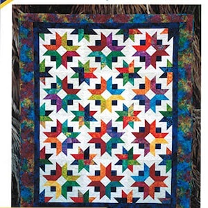 DAYBREAK Quilt Pattern - Georgette Dell'Orco - Cozy Quilt Designs Strip Club CQD01094 - Colorful Scrappy Stars Fun Easy Rainbow Mutlicolored