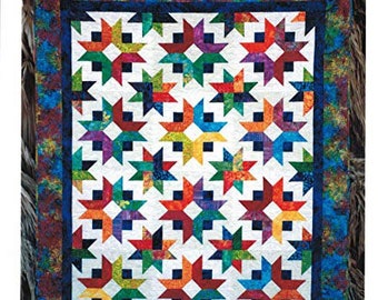 DAYBREAK Quilt Pattern - Georgette Dell'Orco - Cozy Quilt Designs Strip Club CQD01094 - Colorful Scrappy Stars Fun Easy Rainbow Mutlicolored