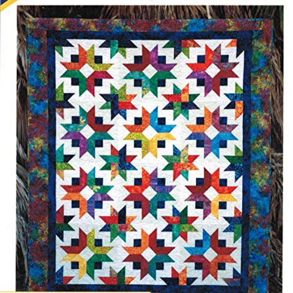 DAYBREAK Quilt Pattern - Georgette Dell'Orco - Cozy Quilt Designs Strip Club CQD01094 - Colorful Scrappy Stars Fun Easy Rainbow Mutlicolored