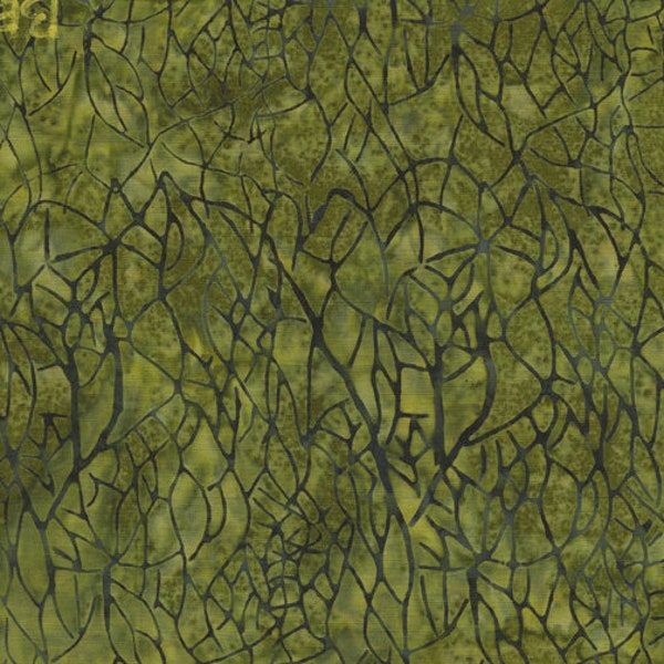 Island Batik - IB BE27-G2 - Foundations Blenders - Ivy Large Netting - Medium Natural Forest Green Dark Net Background Plant Nature Pines