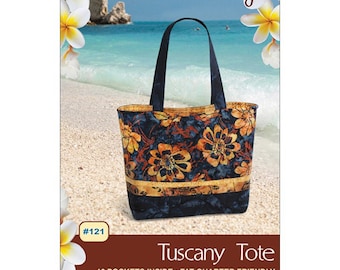 Patrón de costura TUSCANY TOTE - Pink Sand Beach Designs 121 Nancy Green - Bolso de mano Fat Quarter Friendly, elegante, 16 bolsillos, cierre magnético