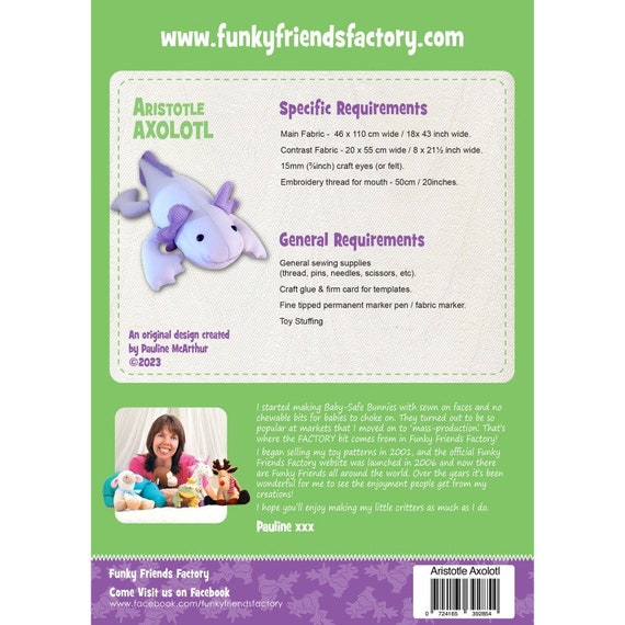 ARISTOTLE AXOLOTL - Stuffed Animal Toy Sewing Pattern - Pauline