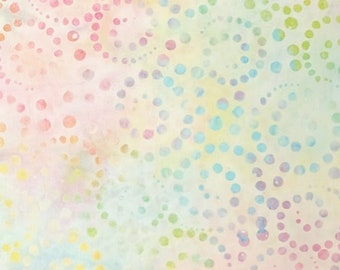 Batik Textiles - 4227 - Pastel Swirling Dots - Remnants of Summer Fabric - Circles Windy Easter Multicolored Rainbow Soft Pink Blue Yellow