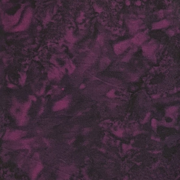 Hoffman California - 1895-711 Deep Fuchsia - Watercolor Blender Batik Fabric -Deep Dark Wine Purple Violet Magenta Pink Hints of Warm Red