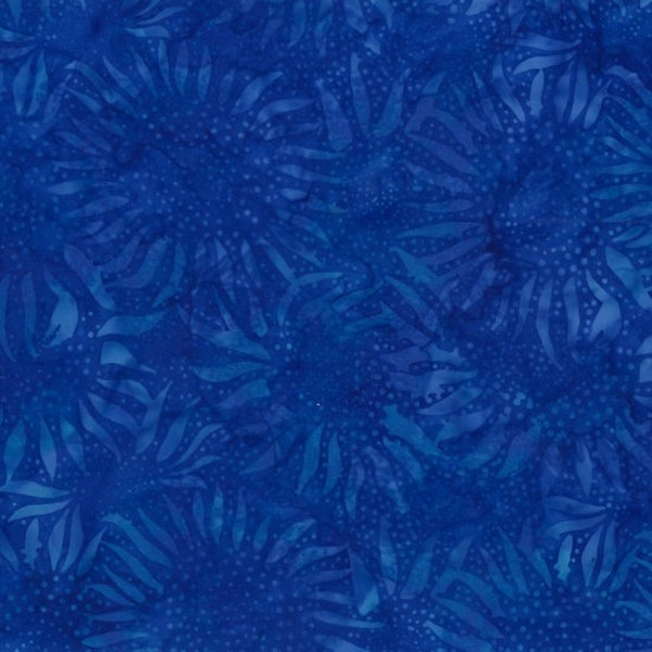 Hoffman California - 884-360 Waikiki - Bali Sunflower - Watercolor Blender Batik Dot Fabric - Summer Spring Winter Floral Flower Dark Blue