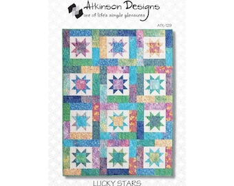 LUCKY STARS Fat Quarter Quilt Pattern by Atkinson Designs ATK-129