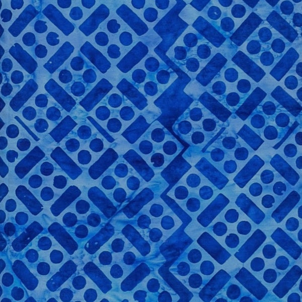 Majestic Batiks - Adams 272 - Cobalt Blue Crackers - Fabric Blender - Tropical Hawaiian Deep Squares Circles Holes Modern Checkers Sapphire