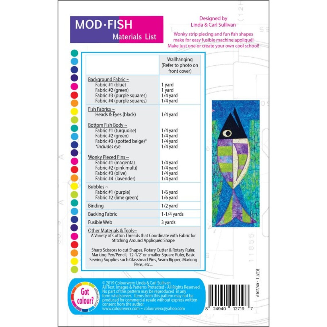 MOD FISH Quilt Pattern Colourwerx Colorful Contemporary Etsy