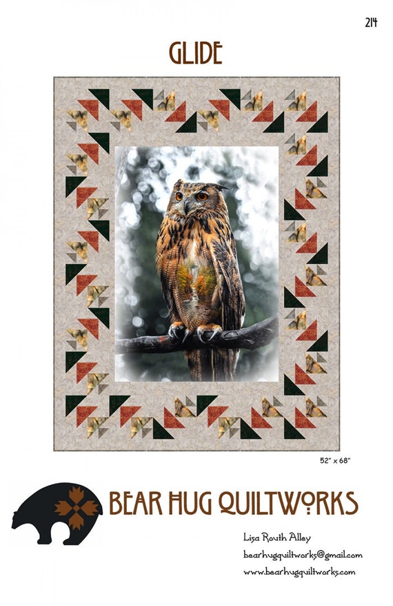 GLIDE Quilt Pattern Lisa Routh Alley Bear Hug Quiltworks 214 Hoffman  Fabrics Digital Panel Spectrum Print Owl Flying Geese Border - Etsy