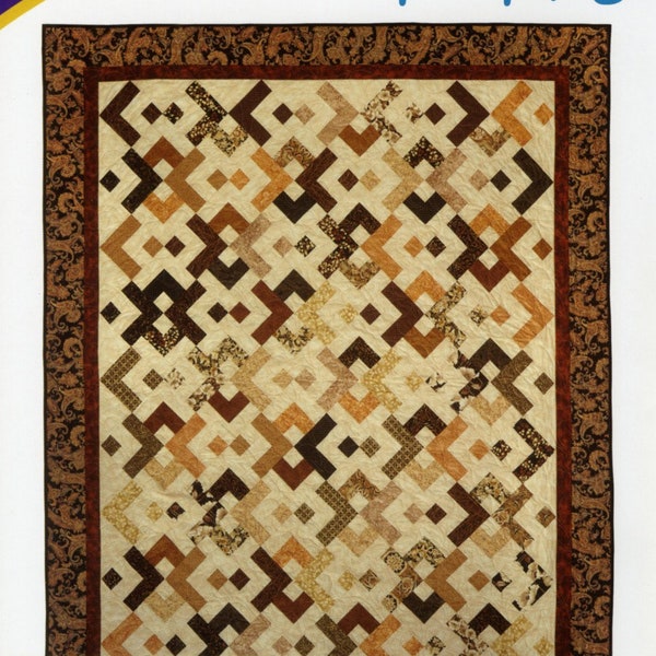 YIN YANG Quilt Pattern - Daniela Stout - Cozy Quilt Designs Strip Quilt - Alternating Corner Squares Brown Tan Beige Scrappy Stash Buster