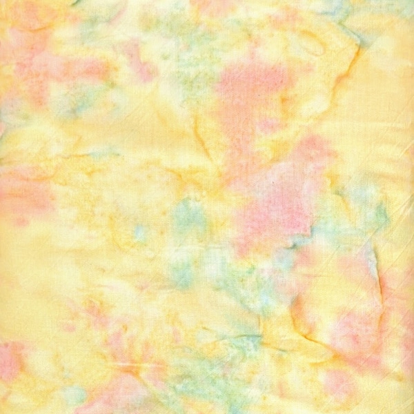 Batik Textiles - 6083 - Yellow Turquoise Pink Watercolor - Tropical Watercolor Fabric Blender - Spring Easter Summer Light Soft Teal Blue