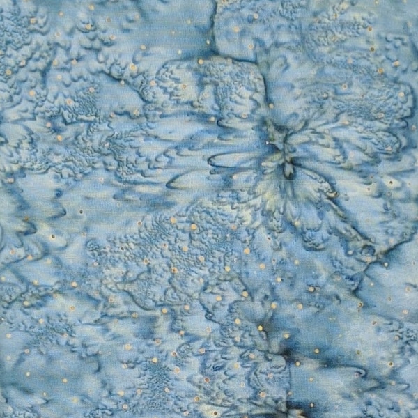 Batik Textiles - 5344 - Blue Gold Mini Dots - Moose Junction Fabric - Wildlife Outdoors Northwest Cold Winter Blue Tan Brown Micro Dot Snow