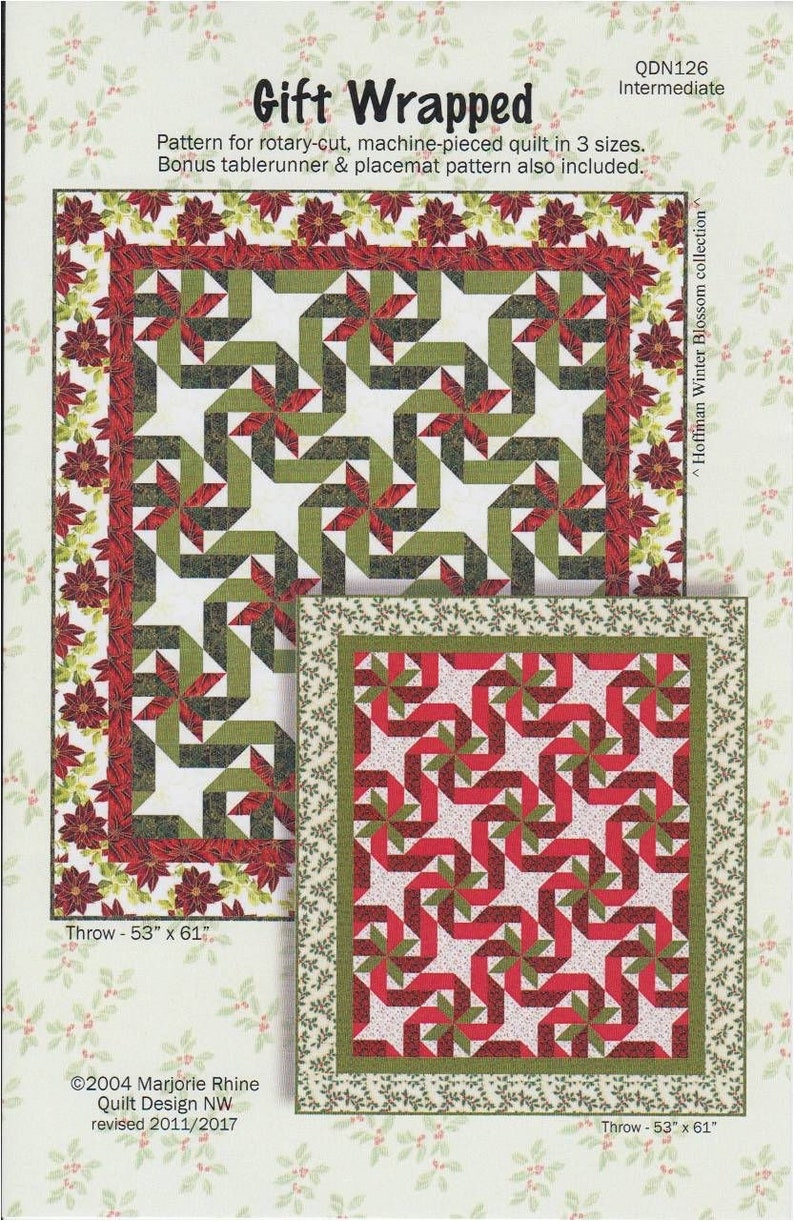 GIFT WRAPPED Christmas Quilt Pattern by Marjorie Rhine for Quilt Design NW QDN126 Present image 2