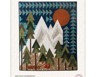 The MOUNTAINS ARE CALLING Quilt Pattern - One Sister Designs - Janet Nesbitt - Henry Glass Folk Art Flannel Outdoor Trees Forest Fox Wild
