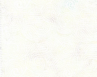 May include: Off-white fabric with a repeating pattern of small, light-colored dots arranged in swirling, circular designs. The dots vary slightly in color, creating a subtle texture and visual interest. The fabric has a soft, muted appearance.