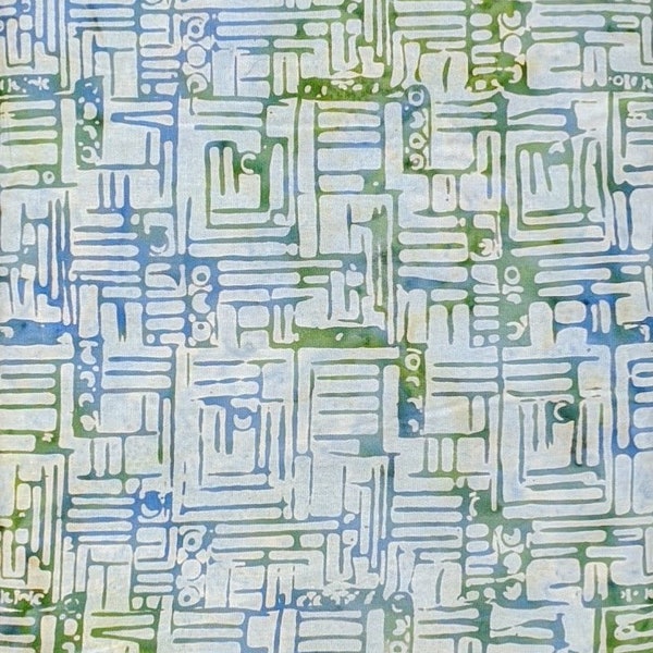 Majestic Batiks - Riverside 678 - Gray Blue Green Circuit Board - Fabric Blender -Light Ceylon Grey Trace Wire Electronic Microchip Computer