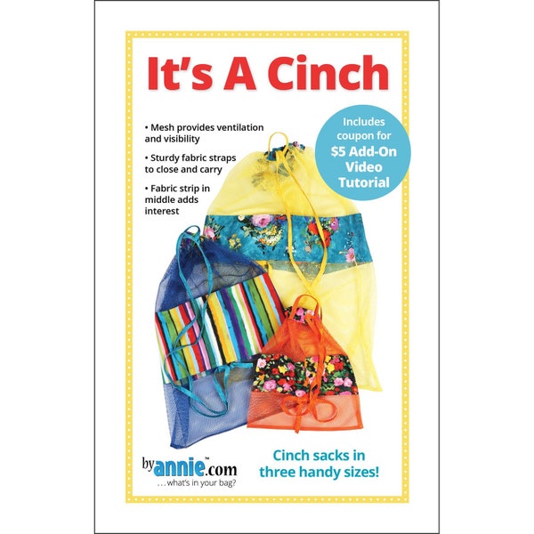 IT'S A CINCH Sewing Pattern - byannie.com - Handy Cinch Sacks Bags Easy Laundry Sports Gear Toys Mesh Strap Gift Small Medium Large PB286