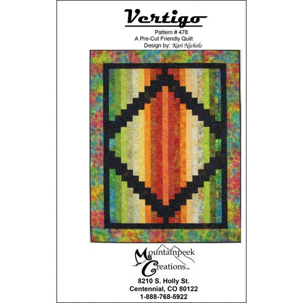 VERTIGO Quilt Pattern - Kari Nichols - Mountainpeek Creations 478 - Precut Strip Friendly Contemporary Modern Geometric Holly's Quilt Cabin