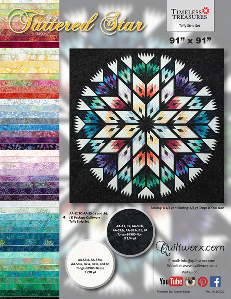 TATTERED STAR Foundation Paper Piecing Quilt Pattern - Judy Niemeyer ...