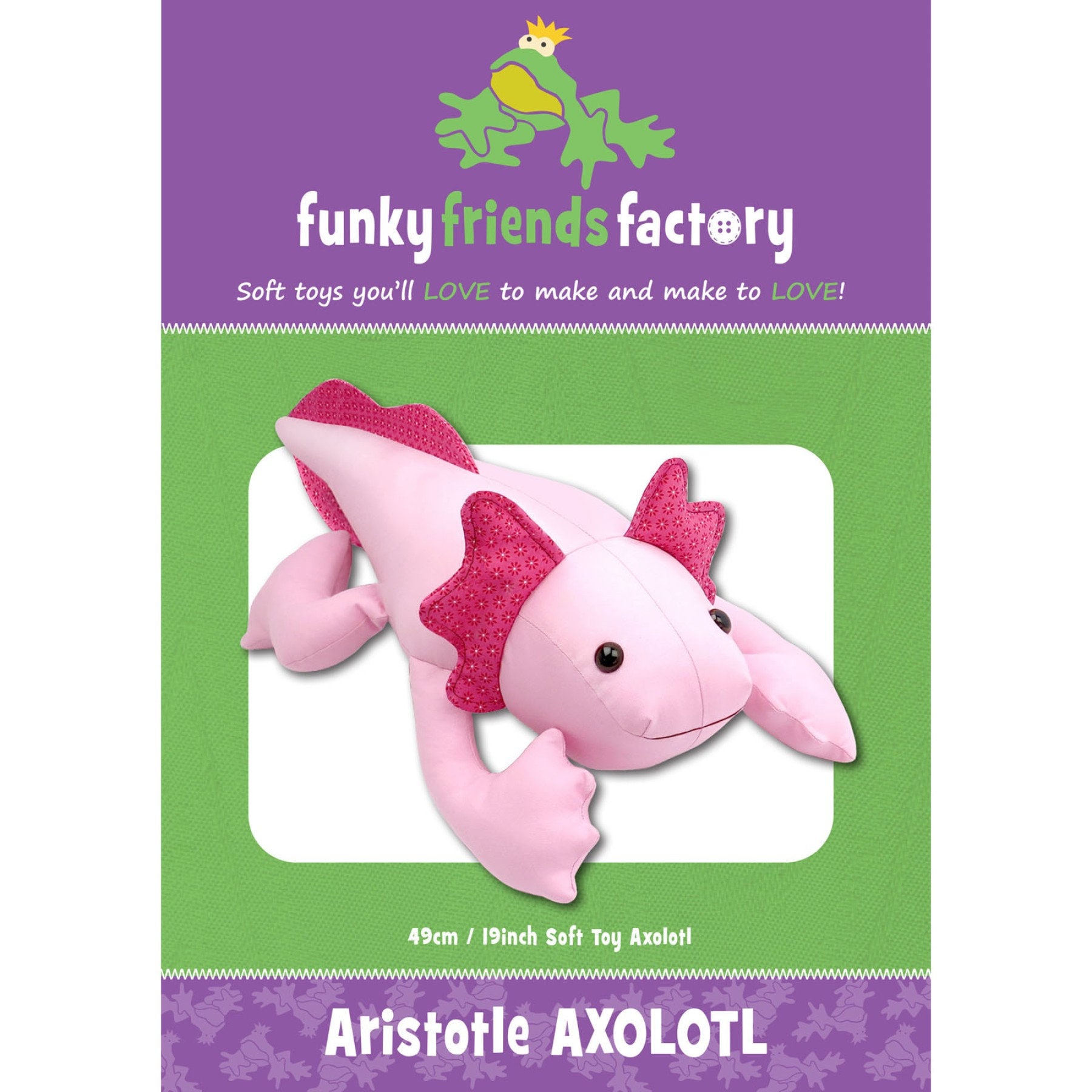 ARISTOTLE AXOLOTL - Stuffed Animal Toy Sewing Pattern - Pauline