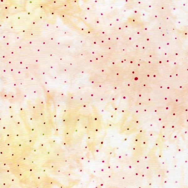 Batik Textiles - 4736 - White Rainbow Mini Dots - Summer In Cabo Fabric Blender - Soft Ivory Small Multi Dot Watercolor Red Pink Green Brown