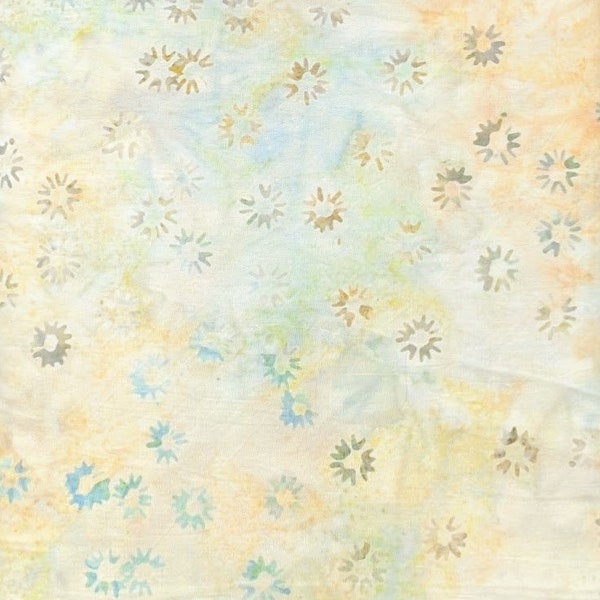 Batik Textiles - 4323 - Peachy Mint Mini Flowers - Venus, Cattails, & Moon Bayou Fabric Blender - Pastel Small Gray Floral Easter Spring