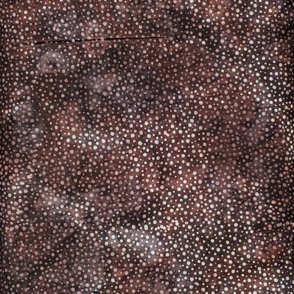 Hoffman California - 885-407 Bark - Bali Dots - Batik Fabric Blender - Deep Medium Brown Tonal Warm Hickory Brunette Penny Chocolate Pecan
