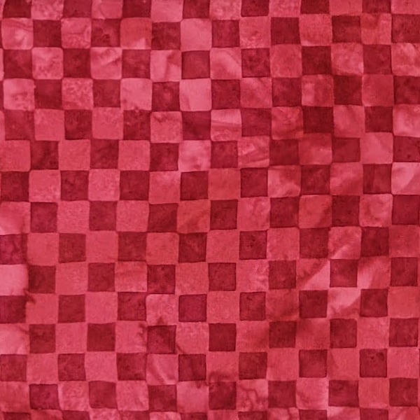 Island Batik - IB 121809345 - Punch Check - Check It Out - Warm Medium Cranberry Red Berry Checkered Squares Crimson Cherry Scarlet Modern