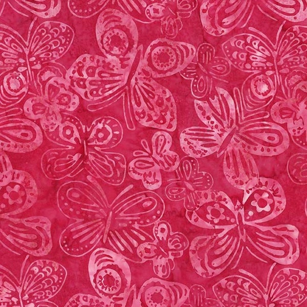 Michael Miller - Fuchsia Butterfly - Tropical Batik Fabric - BT8507-FUCH-D - Tropical Insects Hawaiian Ocean Dark Magenta Pink Tonal Bright