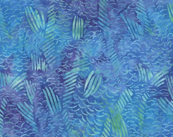 Michael Miller - Whirlpool Fishscale - Marine Batik Fabric - BT7779-WHIR-D - Purple Blue Green Hawaii Fish Scale Coral Reef Ocean Tropical