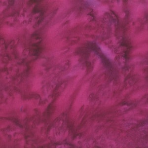 May include: A close-up of a fabric with a mottled pattern in shades of magenta and deep purple. The fabric has a soft, textured appearance, with swirling and blended color variations. The overall effect is a rich, vibrant, and artistic textile.