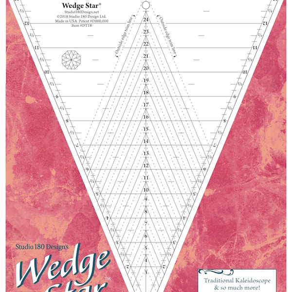 WEDGE STAR Tool Ruler - Deb Tucker - Studio 180 Design - DT18 - 3"-24" Finished Block Size - 22 Block Size Options