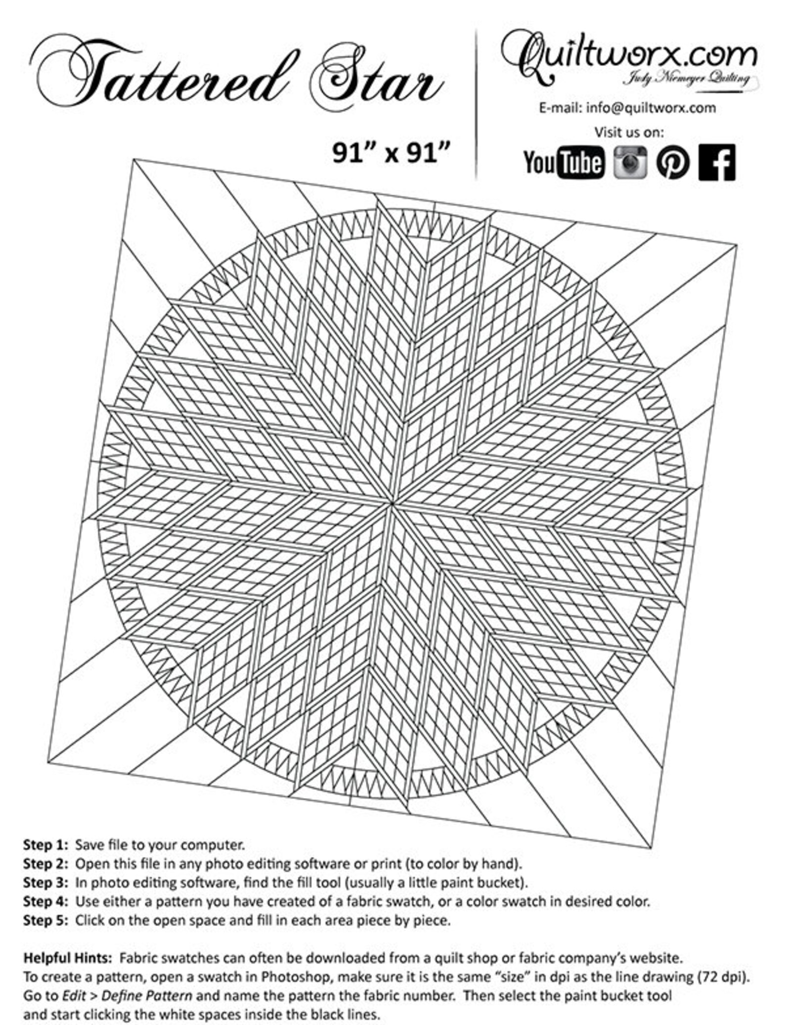 TATTERED STAR Foundation Paper Piecing Quilt Pattern - Judy Niemeyer ...