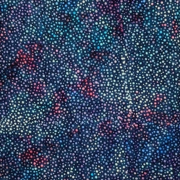 Hoffman California - 885-524 Moonstruck - Bali Dots - Watercolor Blender Batik Dot Fabric - Dark Berry Blue Red Turquoise Purple White Night