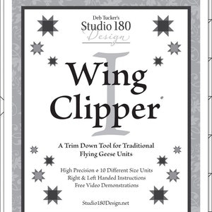 WING CLIPPER I Tool Ruler - Deb Tucker - Studio 180 Design - DT07 -  Flying Geese Trimmer 5" x 10" Units High Precision Trim Down Traditiona
